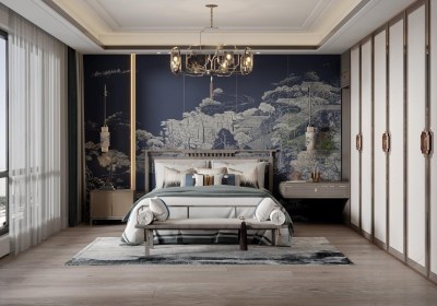 新中式家居卧室3D模型下载